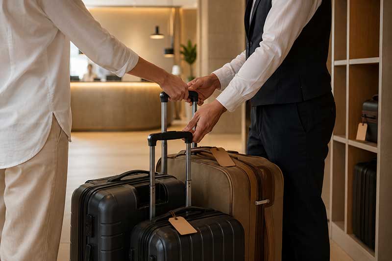 Arrivo anticipato e deposito bagagli in hotel Bagagli lasciati in hotel prima che la camera sia disponibile