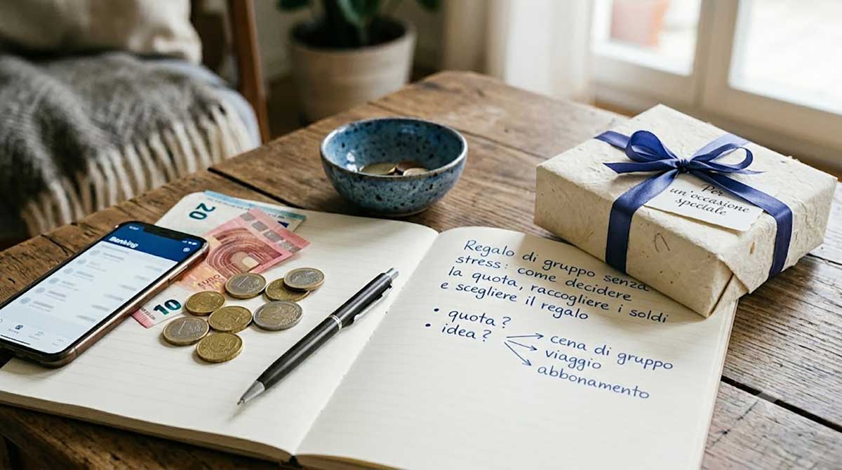 Persone che organizzano un regalo di gruppo e raccolgono le quote