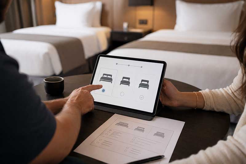 Verifica del tipo di letto prima di prenotare una camera Controllo della configurazione dei letti nella prenotazione di un hotel
